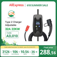 EV ชาร์จ22kw 3เฟสประเภท2เสียบ EVSE EV ชาร์จระดับ2 32A 22kw 380โวลต์ Wall 5เมตรสายเคเบิ้ลสำหรับรถยนต์ไฟฟ้าบ้านชาร์จ