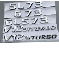 NEW 2013 Old Flat Letters Numbers ABS Emblem for Mercedes Benz AMG G73 S73 SL73 GLS73 V12 Bitrubo Car Trunk Nameplate Logo Sticker