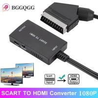 1080P SCART HDMI-compatible Video Audio Upscale Converter With USB Cable For HD Box DVD evision Signal Converter Upscale