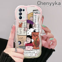 เคส Chenyyyka สำหรับ OPPO Reno 5 5G Reno 5K 5G X3 5G เคสลายการ์ตูนน่ารักสนูปี้สีสันเนื้อครีมคลื่นเคสโทรศัพท์โปร่งใสป้องกันเลนส์กล้องเคสกันกระแทกซิลิโคนอ่อนชัดเจน