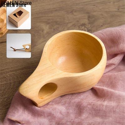 JIEMEN Store Natural Wooden Tea Coffee Cup Portable Outdoor Wood Drinks Drinking Mug Handle