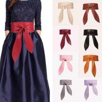 Women Lace Up Belt Elegant Bow Belt Long Black Soft Leather Wide Waistband Bowknot Cummerbund Ties Bow Ladies Dress Decoration Belts