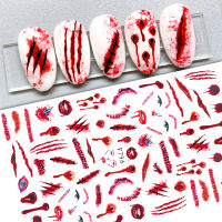 10PCS Halloween Series 3D Simulation Scar Nail Sticker Snake Skull Nail Slider Ghost Girl Nail Decoration Tool