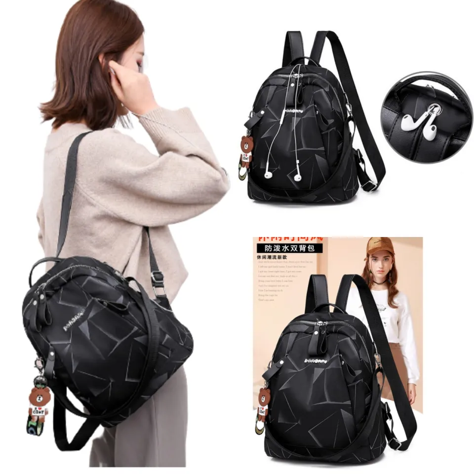 Jual Tas Ransel Wanita Korea Import Anti Air Hitam Backpack Ellesma Ta395B5  - Kota Bekasi - Ika Id