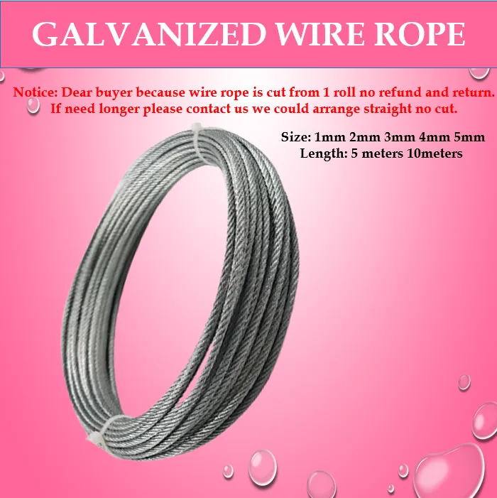 Steel Cable 1mm5mm 5m 10m Galvanized Steel Wire Rope Steel Wire Rope