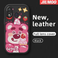 JIUMOO เคส A20s M10s A20 A30ปลอกสำหรับ Samsung ลายหมีสตรอเบอร์รี่น่ารักเคสมือถือกันกระแทกนิ่มเคสใส่โทรศัพท์หนังดีไซน์ใหม่ป้องกันการตกพร้อมเคสป้องกันกล้องเลนส์คลุมทั้งหมด