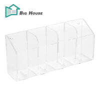 Big House เครื่องปรับอากาศอะคริลิคทีวีรีโมทคอนโทรลผู้ถือเคสกล่องเก็บของ Wall Mount Storage Bracket 4-Grid ปรับโต๊ะ Organizer