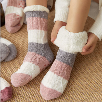 ถุงเท้าผ้าฝ้ายฤดูหนาว Plus Thicken สบายลายถุงเท้าผู้หญิงกลางลูกวัว Sleep Warm ถุงน่อง Xmas ของขวัญ Home พรมถุงเท้า