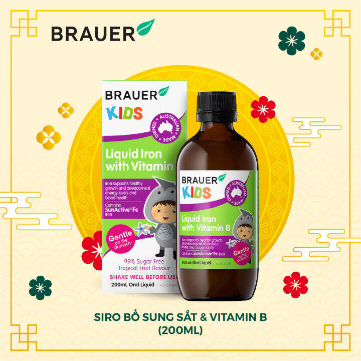 Siro BRAUER Liquid Iron with Vitamin B - Bổ sung Sắt & vitamin B cho trẻ từ  1 tuổi (200ml) | Lazada.vn
