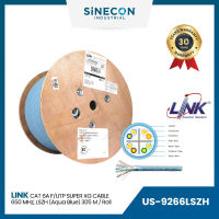 Link(ลิ้งค์) สายแลน CAT 6A รุ่น US-9266LSZH ความยาว 305 เมตร CAT 6A F/UTP SUPER XG ( 650 MHz ) CABLE, LSZH Aqua Blue