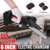 6 Inches Mini Electric Chain Saw Pruning Chainsaw Woodworking Pruning Saw Garden Tool Wood Cutter With 2 Battery 88V 3000W