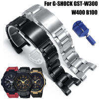 L สแตนเลสสายนาฬิกาข้อมือสำหรับ Casio G-SHOCK GST-W300 W400สาย GSHOCK GST-B100วงคลาสสิกโลหะนาฬิกาสร้อยข้อมือ