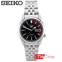 Seiko 5 Automatic นาฬิกาข้อมือผู้ชาย สแตนเลสแท้ รุ่น SNKK375K1 (สีเงิน / หน้าปัดดำ)