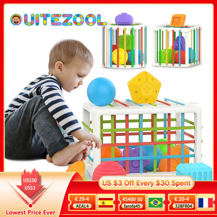 Baby Shape Sorting Toy motor skill tactile touch toy 10 months to 3 years InnyBin soft cube