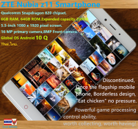 ZTE Nubia z11 Smartphone，Qualcomm Snapdragon 820 chipset. 6GB RAM, 64GB ROM.Expanded capacity 200GB.Global OS Android 10 Q.Thai.ไทย.