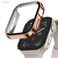 ZZOOI Waterproof Watch Case Glass Screen for Apple Watch Cover 40mm 44mm 41mm 45mm Frame Straight Edge Bumper IWatch Series 8 7 6 SE 5