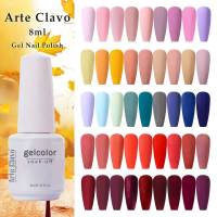 Arte Clavo 8ml Polish Gel Red Orange Colorful UV LED Varnish Manicure Semi Permanent Soak Off Base Top Coat Nail Art Gel Varnish