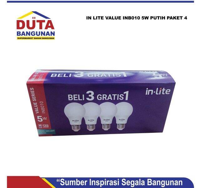 LAMPU PAKET IN LITE VALUE INB010 5W PUTIH PAKET 4 | Lazada Indonesia