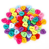 Mixed 2- Holes 2 Size 50Pcs/lot Resin Heart Buttons Sewing Scrapbooking DIY Home Clothes  Accessories Haberdashery