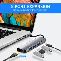 【Hot-Selling】 Rehmans store. Hdmi เข้ากันได้ Hub Usb3.0 Hub S Plitter Type C สถานีเชื่อมต่ออุปกรณ์เสริม USB-C Type C 3.1 S Plitter 3พอร์ต USB C HUB