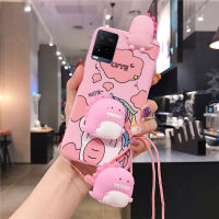 การ์ตูนน่ารักไดโนเสาร์ Unicorn เคสโทรศัพท์สำหรับ VIVO Y21 VIVO Y21s Y33s Y35 Y16 Y15s Y15A Y01 Y21T Y33T Y21A ซิลิโคนนุ่มกรณีที่มี Lanyard ฝาครอบ VIVOY21 VIVOY33s