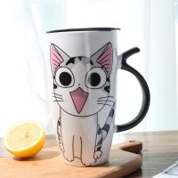 Hot sale 600ml Cartoon creative cat mug With Lid milk coffee mug for tea Porcelain travel Cup Large Capacity ceramic Nice Gifts