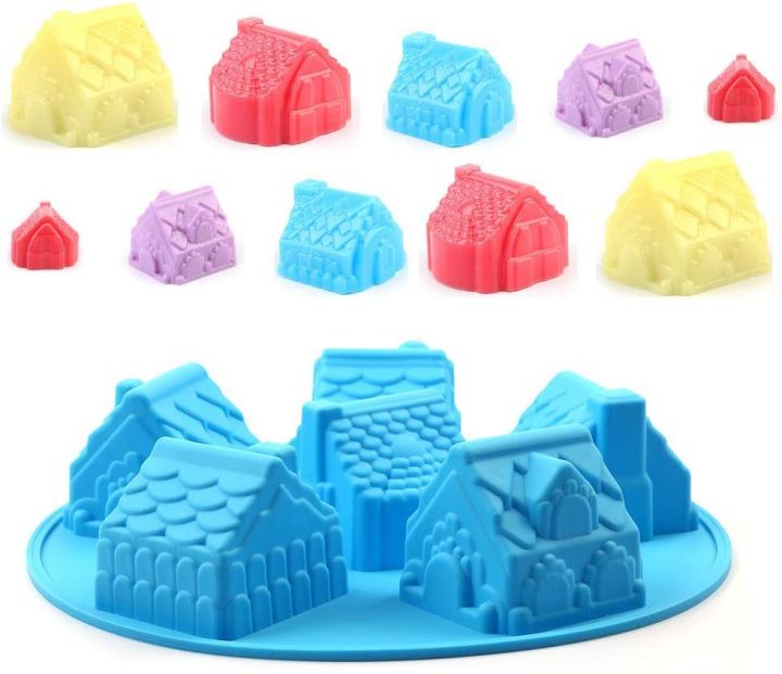 พิมพ์ซิลิโคน-บ้าน-6-ช่อง-คละสี-6-cavities-house-shape-อย่างดี-จึงสามารถสัมผัสกับอาหารได้