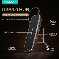 USAMS สาย USB 3.0 Type-C 6 In 1,อะแดปเตอร์พร้อม4K/30HZ USB C เป็น HDMI SD TF ตัวอ่านการ์ด2 USB 3.0พอร์ตถ่ายโอน5Gbps สำหรับ Ipad/huawei Matebook 13 /Dell XPS/ Lenovo Thinkpad T480s/Lenovo Yoga 720/Samsung20 +/Samsung S10 +/S8/แล็ปท็อป