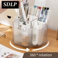 Light Luxury Rotary Pen Holder Transparent Stationery Storage Box Large Capacity Pencil Eraser Case Office Student