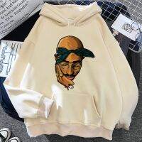 หมวกผู้หญิงเสื้อมีฮู้ดรูป Tupac 90S เสื้อขนแกะหญิงกราฟิก