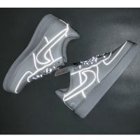 (Limited release) Stussyx  Air  1 Low Stussyx co-branded Silver Reflective Air  One Low Top Casual board shoes