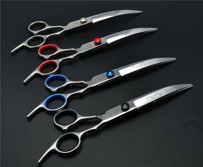 4001 6.0 17.5cm 4 Colours Curve Animal Hairdressing Scissors TOP GRADE Dogs Cats Pets Bent Down Cutting Shears Hair Scissors