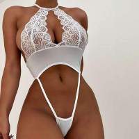 Teddies Waist High Out Hollow Sexy Bodysuit Floral Lace Halter Out Hollow Lace White Bodysuits Erotic Women Sexy 2021