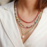 Kshmir 2022 New French style summer mix color agate necklace womens semi-precious clavicle chain handcrafted accessories