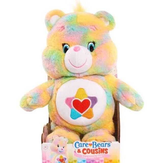 ตุ๊กตาแคแบร์-carebears-ไซส์-13-นิ้ว-trueheart-สีรุ้ง-สีสวยมากๆของแท้จากอเมริกา-สินค้ามือสองสภาพดีทำความสะอาดก่อนส่ง