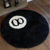 High Quality Simulation Billiards 8 Ball Rug Round Tufting Soft Chair Pad Anti-slip Bath Floor Mat Kids Bedroom Black Carpet