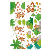 Zecetim ห้องเด็ก 1 ชุดผนังรูปลอก DIY Monkey Wall Wall Decals สติ๊กเกอร์ติดผนังสำหรับห้องนั่งเล่นห้องนอน