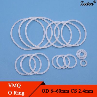 10/50pcs Food Grade Silicone Ring Gasket CS 2.4mm OD 6 ~ 60mm Waterproof Washer Rubber VMQ Ring O-ring Silicone Ring Seal White Gas Stove Parts Access