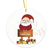 Christmas Tree Decorations Santa Claus Christmas Tree Hanging Decoration 2.9 Inch Round Ceramic