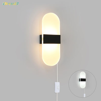 6W 12W Nordic Indoor White Led Wall Sconce Lighting Acrylic Plug In Wall Lamp Light Warm Cold White For Living Room Bedroom Art