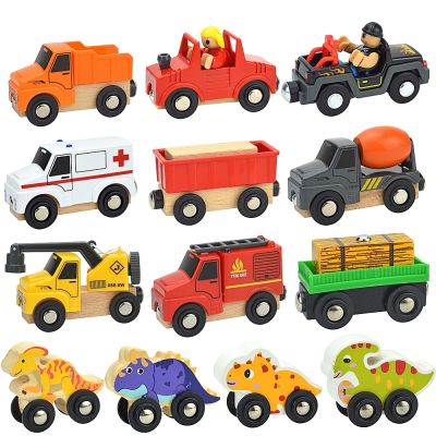 Wooden Magnetic Train Car Locomotive Toy Wood Railway Car Accessories Toys for Kids Gifts Fit Wood Biro themes Tracks
