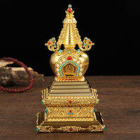 คอลเลกชัน Sarira Poda Badhi Pagoda กล่อง Gawu ความสูง17ซม. โลหะผสมสังกะสีเครื่องประดับทองเจดีย์