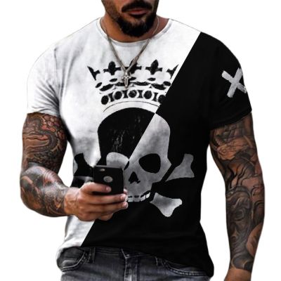 Fashion Two Colors Skull Design 3D Print Mens T-Shirts Unisex Streetwear O-Neck Short Sleeve Men Clothing Breathable Tops Tees