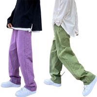 Men 39;s Purple Jeans Straight Pants High Street Fashion Brand Loose Wide Leg Trousers Men Jeans 【Hot selling】