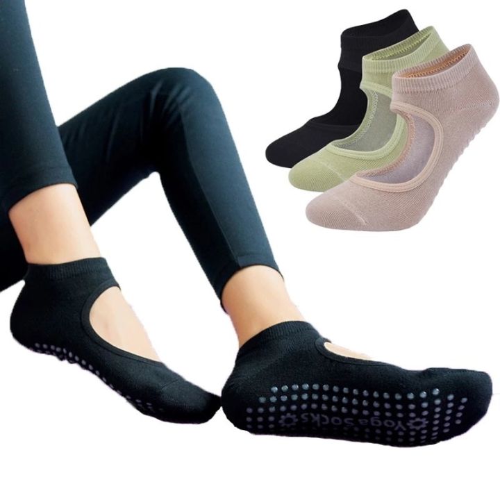 Professional Non-slip Backless Pilates Yoga Women Socks/ Combed Cotton  Strong Grip Ballet Sock Fitness Socks