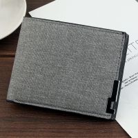 【CW】✁  Men Canvas Short Wallet ID Credit Card Holder Bifold Change Coin Business Purse