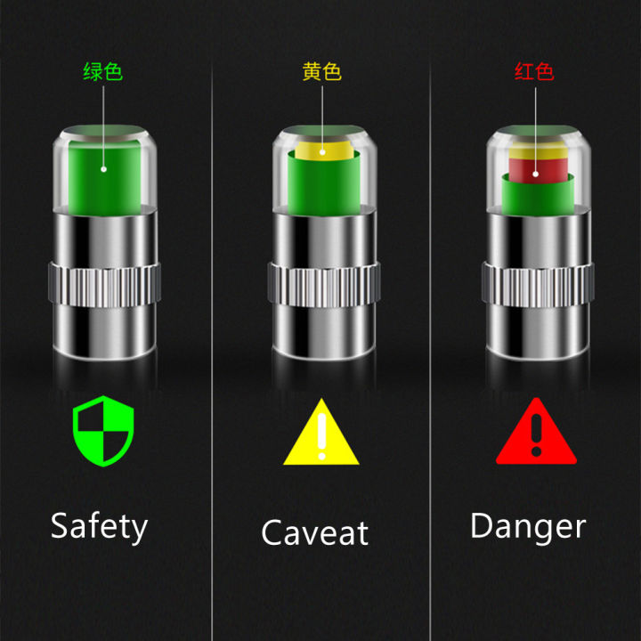 vastarเกจวัดความดันยางรถยนต์-4ชิ้น-เซ็ต-ชุดตัววัดแรงดันยางรถเกจวัดความดันแก้วเซ็นเซอร์3สีเครื่องมือตรวจสอบแรงดันลมยาง