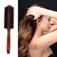 Professional Wooden Handle Curling Hair Comb Boar Bristle Round Hairbrush Hairdressing Tools Salon Barber Comb