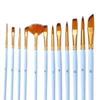 Mode Shop Craft Brush Fan-Shaped Brush 12Pcs/Set Drawing Brushes Gift Long Paint