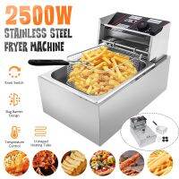 2500W Stainless Steel Commercial Electric Deep Fryer 110V 50/60Hz Stove Single Cylinder Smokeless Chicken Dough French Fries Machine